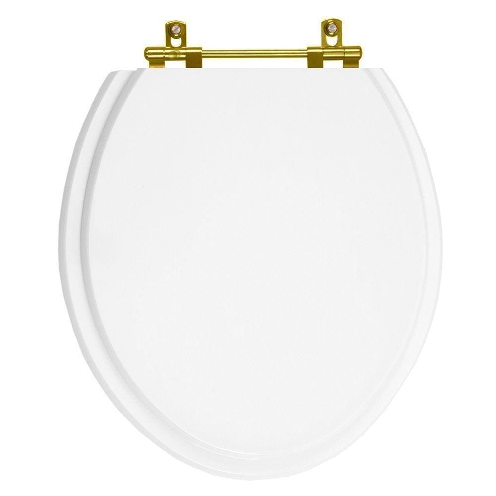 Tampa de Vaso Poliester Spot Branco para bacia Deca Com Ferragem Dourada