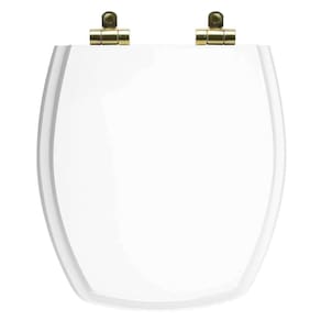 Tampa de Vaso Poliéster Com Fechamento Lento Thema Branco para louça Incepa com Ferragem Dourada