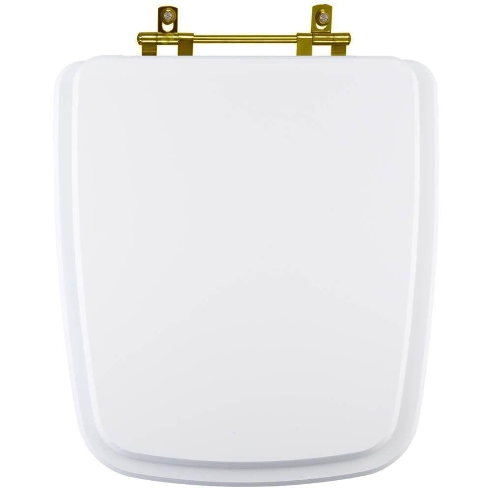 Tampa De Vaso Sanitario Poliester Boss Branco Para Bacia Incepa Com Ferragem Dourada