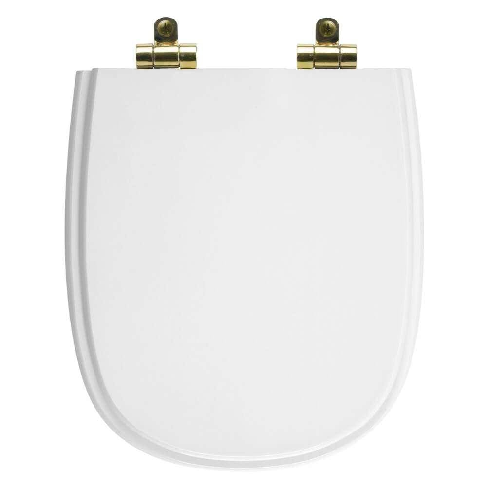 Tampa de Vaso Poliéster Com Fechamento Lento Sabatini Branco para louça Icasa com Ferragem Dourada