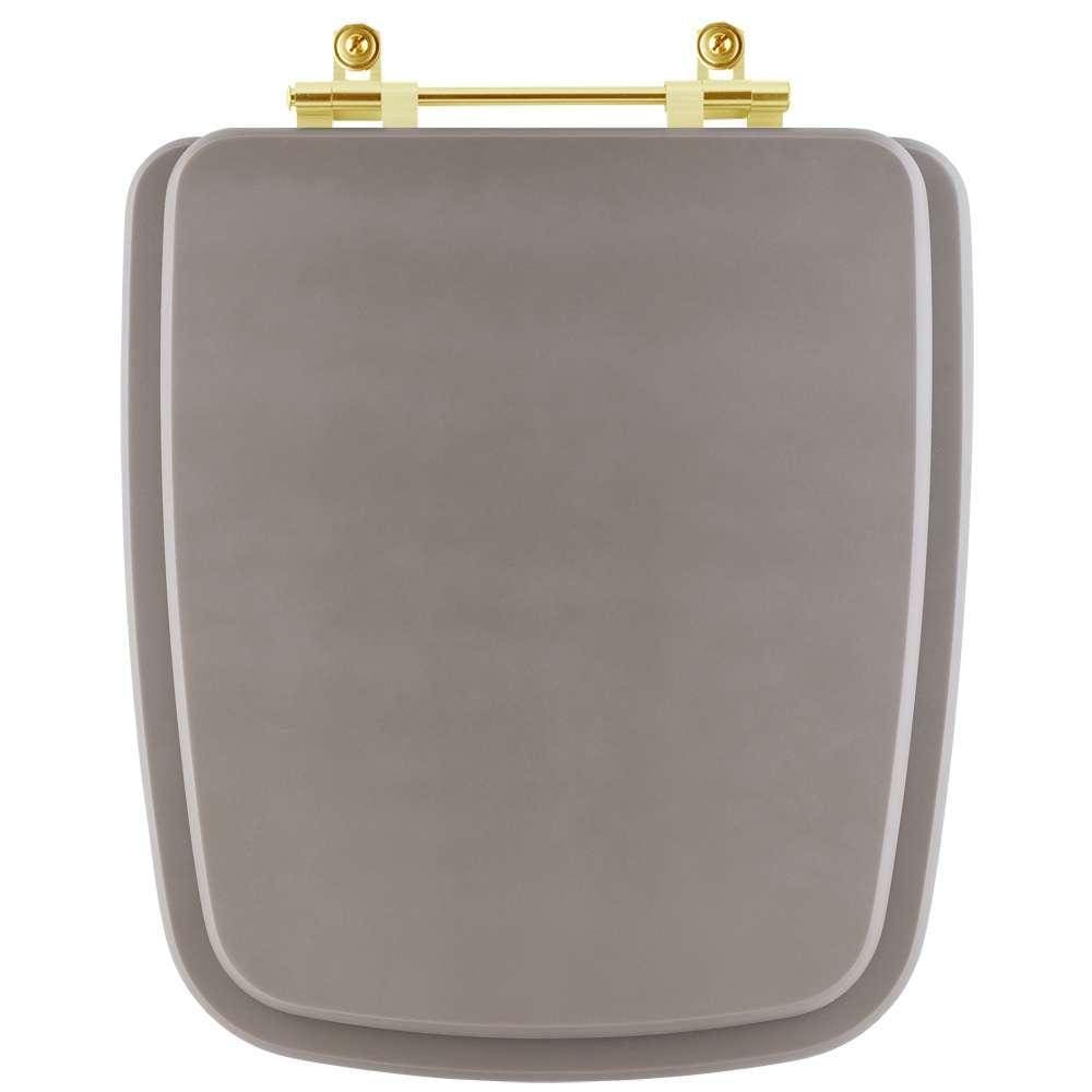 Tampa de Vaso Poliester Boss Cinza Gris para bacia Incepa Com Ferragem Dourada