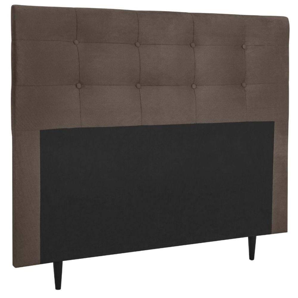 Cabeceira Estofada Cama Box Casal 140 cm Helena Suede Marrom