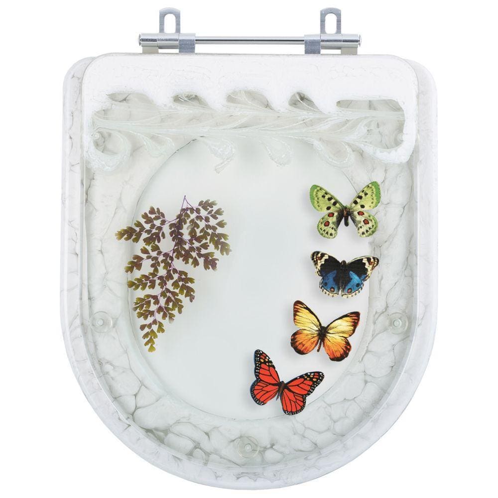 Tampa para Vaso Deca Vogue Plus Branco com 4 Borboletas