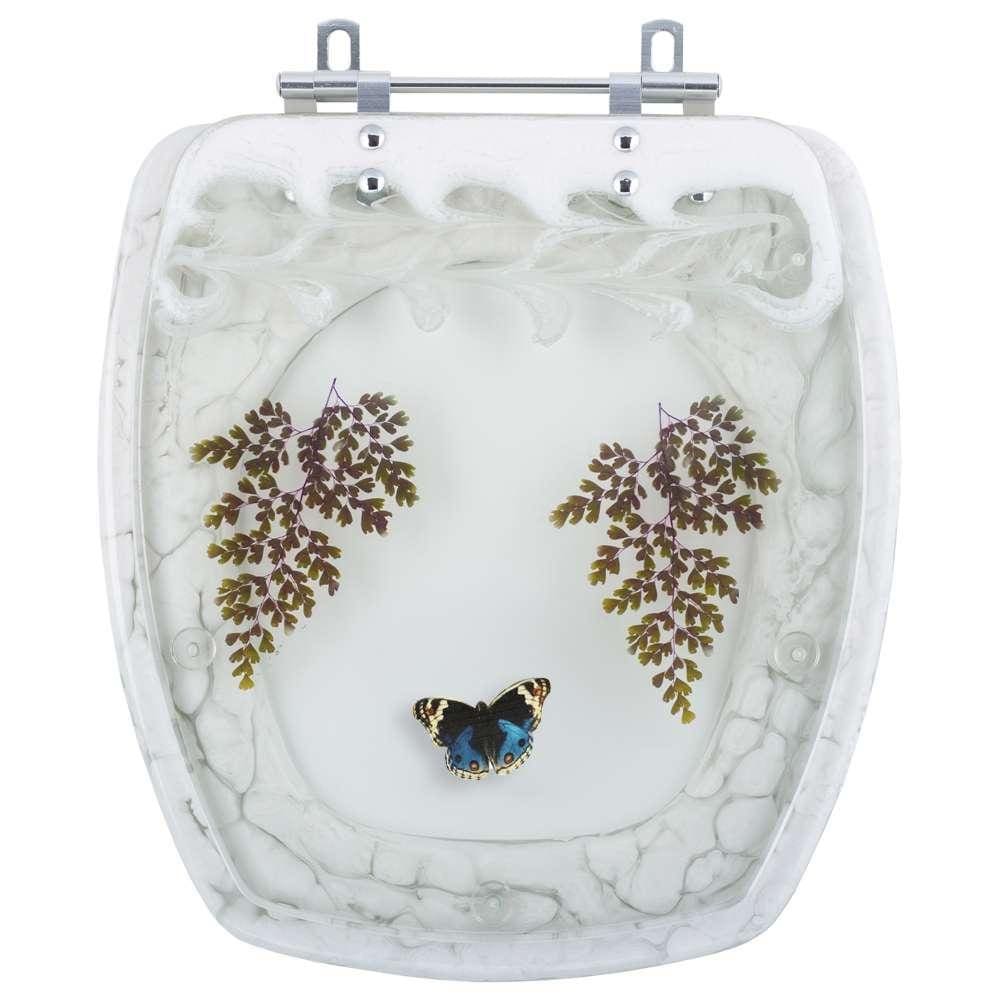 Tampa para Vaso Incepa Thema Branco Borboleta Azul Escuro