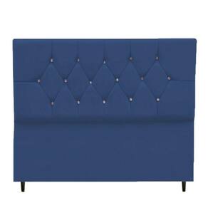 Cabeceira Cama Box Queen 160 cm Geovana Suede Azul Marinho