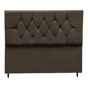 Cabeceira Cama Box Estofada Queen 160 cm Geovana Suede Marrom