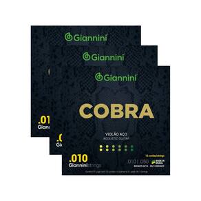 Kit 3 Encordoamento Violão Giannini Cobra GEEF12M Bronze 85/15 Aço 0.010"