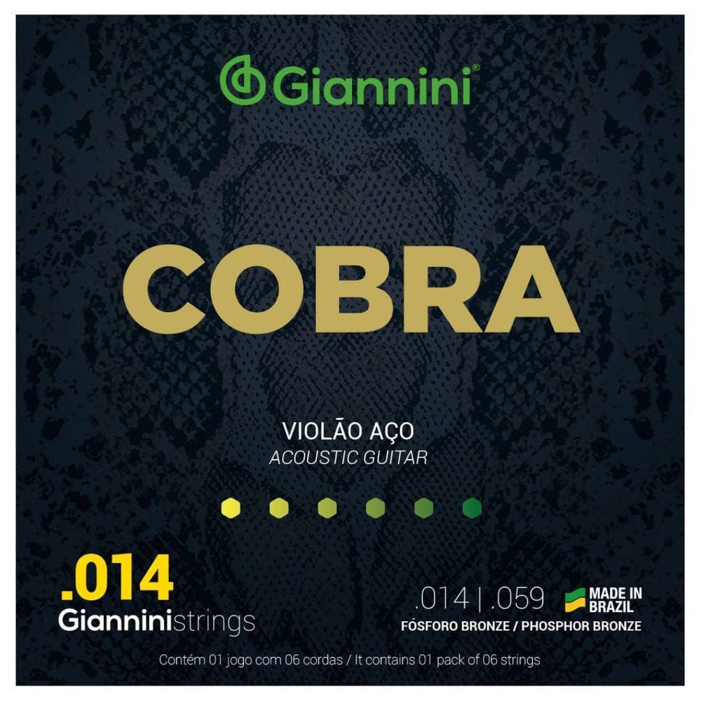 Encordoamento Violão Giannini Aço Cobra GEEFLSXF Fósforo Bronze 0.014”