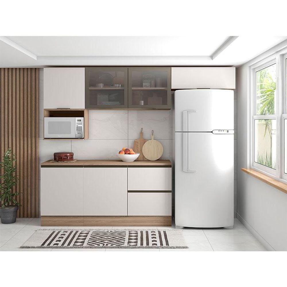 Cozinha 6 Peças Vidro Ambiente Etna Carvalho OAK Off White - Poliman
