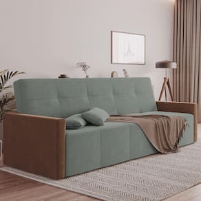 Sofa Cama Retrátil e Reclinável Casal Paris 2,10m Veludo Cinza
