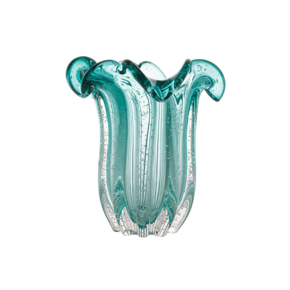 Vaso Em Vidro Flat Italy Tiffany 18x21cm