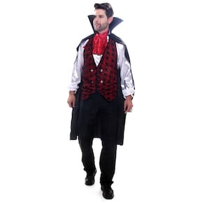 Fantasia Vampiro Drácula Halloween Masculina Luxo C/ Capa