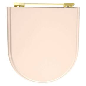 Assento Sanitario Poliester Calypso Pessego Rosa Shell Para Vaso Incepa Com Ferragem Dourada