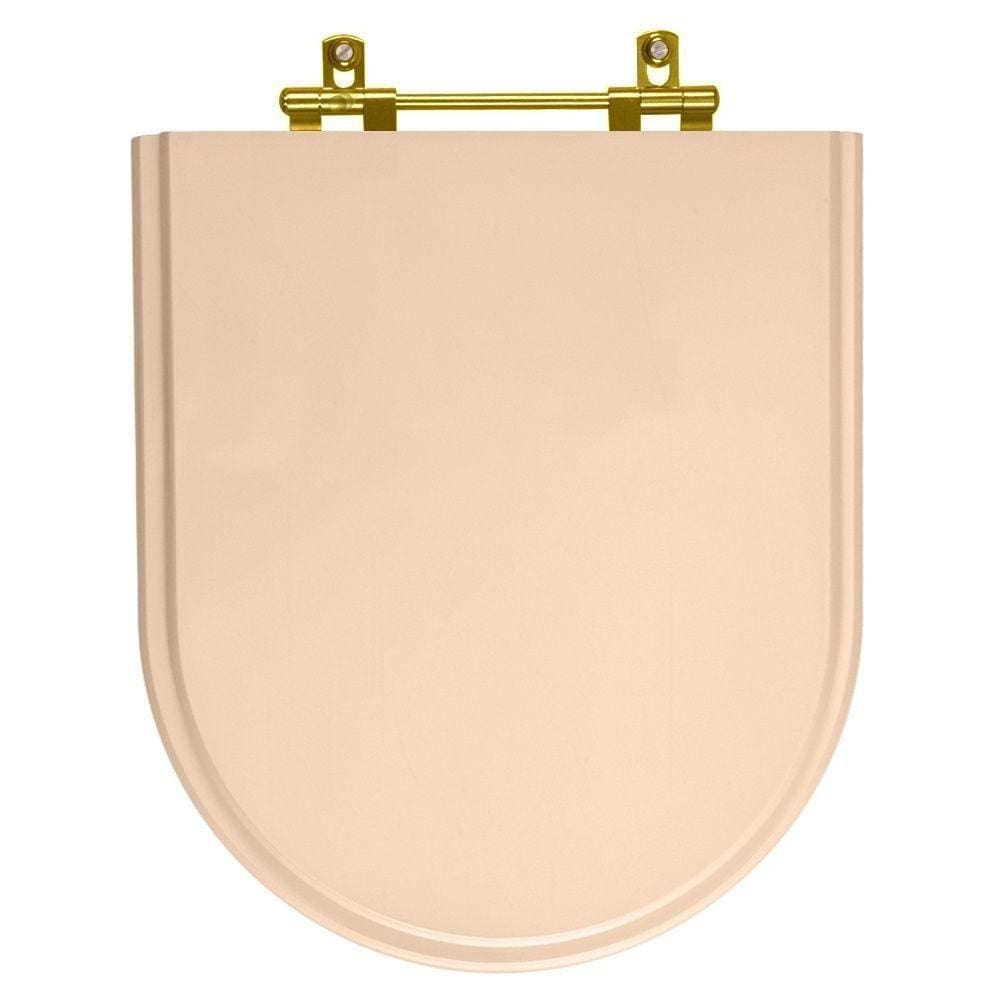 Assento Sanitario Poliester Carrara Rosa Floral Ferragem Dourada para Vaso Deca