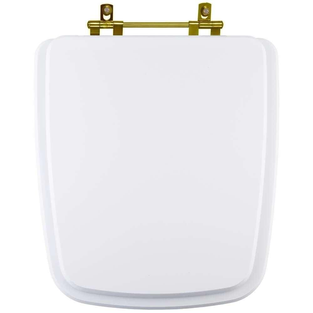Assento Sanitario Poliester Boss Branco Para Vaso Incepa Com Ferragem Dourada