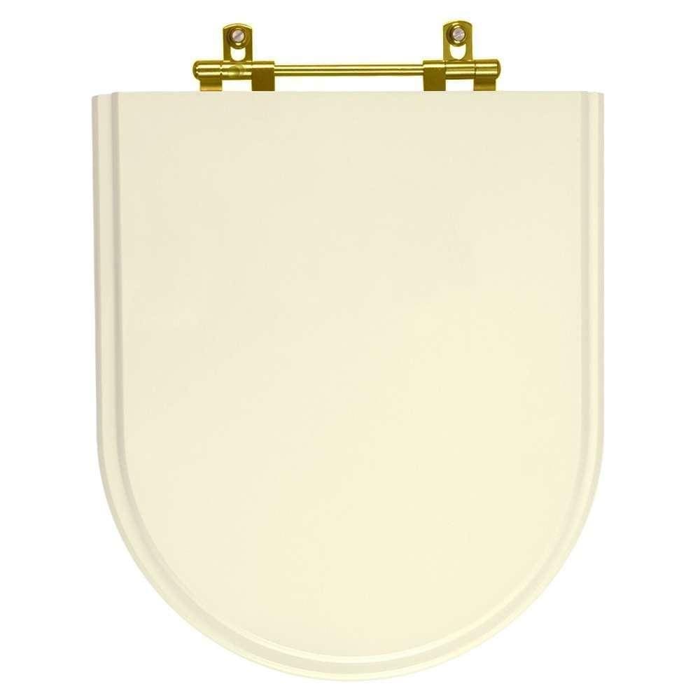Assento Sanitario Poliester Carrara Creme Ferragem Dourada para Vaso Deca