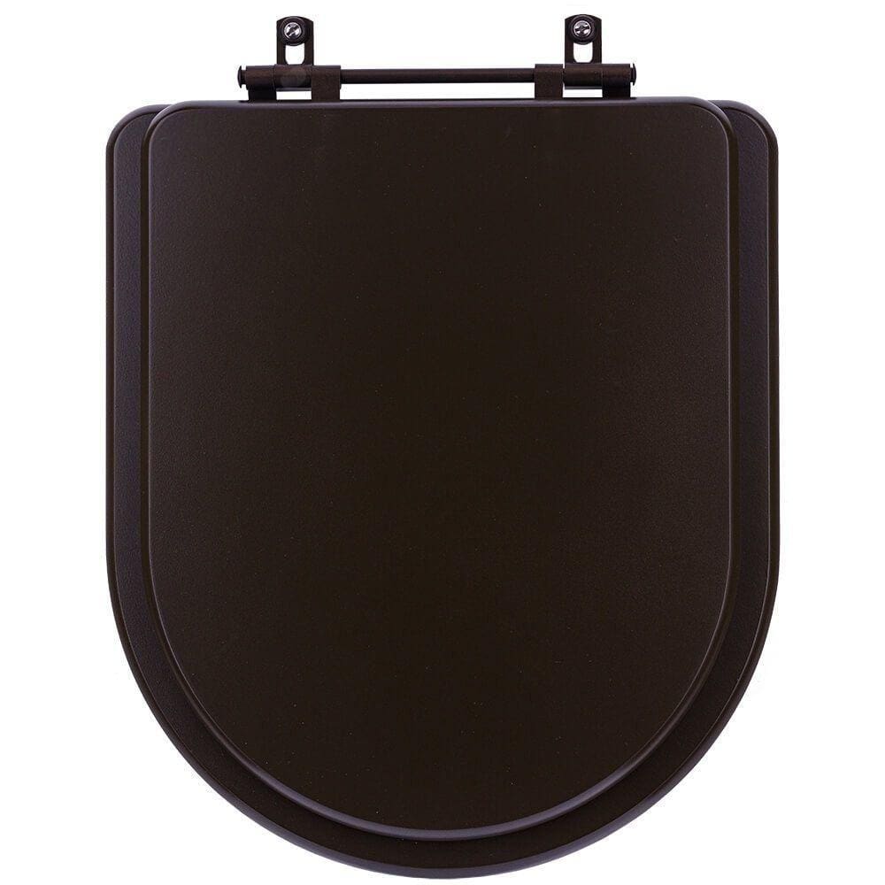 Assento Sanitário Poliester Carrara Marrom Fosco Ferragem Marrom para Vaso Deca