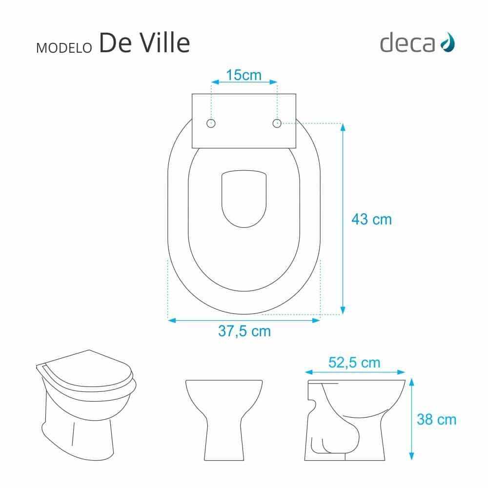 Assento Para Vaso Deca De Ville Cinza Escuro Poliester