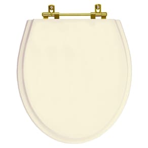 Assento Sanitário Poliéster Ritz Creme para vaso Deca Com Ferragem Dourada