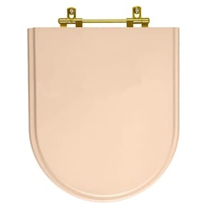 Assento Sanitário Carrara Rosa Floral para vaso Deca Com Ferragem Dourada