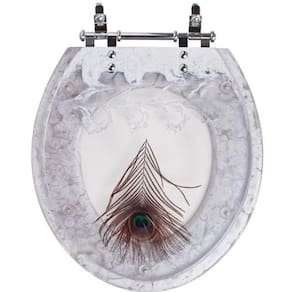 Assento Sanitario Poliester Decorado Pena de Pavao Ravena para vaso Deca