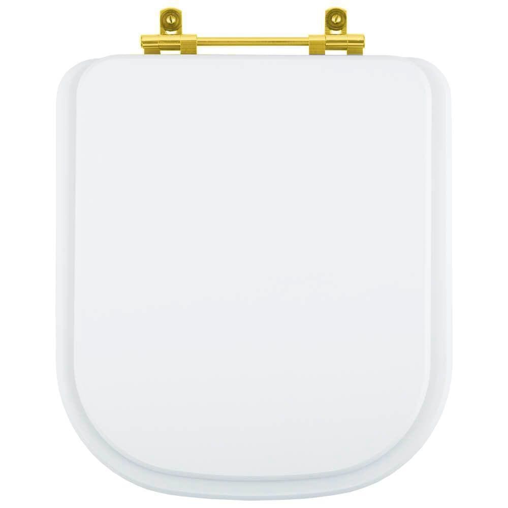 Assento Sanitário Gap Branco para vaso Roca Com Ferragem Dourada