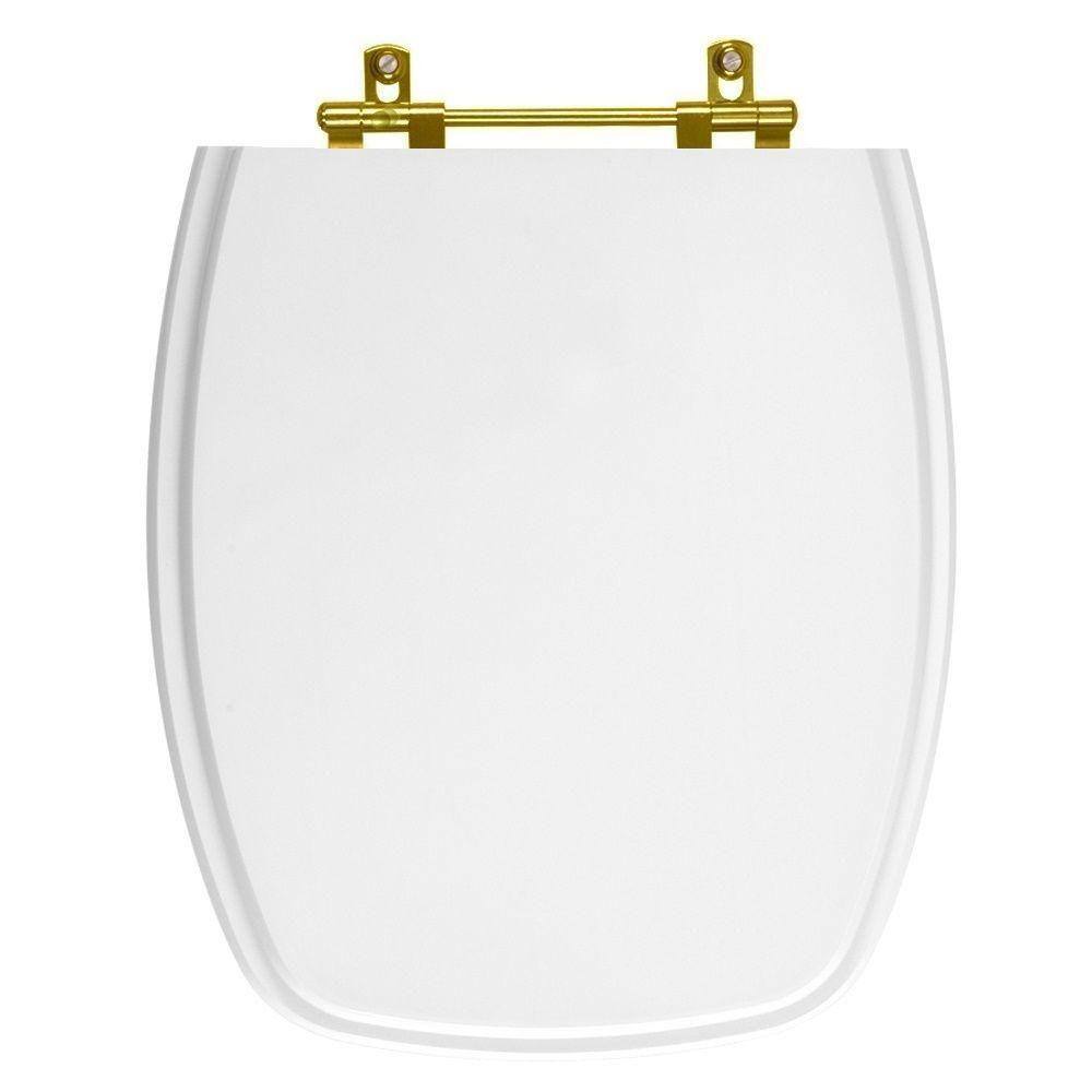 Assento Sanitário Amarilis Branco para vaso Fiori Com Ferragem Dourada
