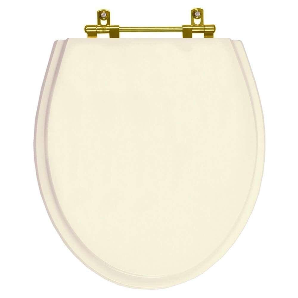 Assento Sanitario Poliester Ritz Creme Para Vaso Deca Com Ferragem Dourada