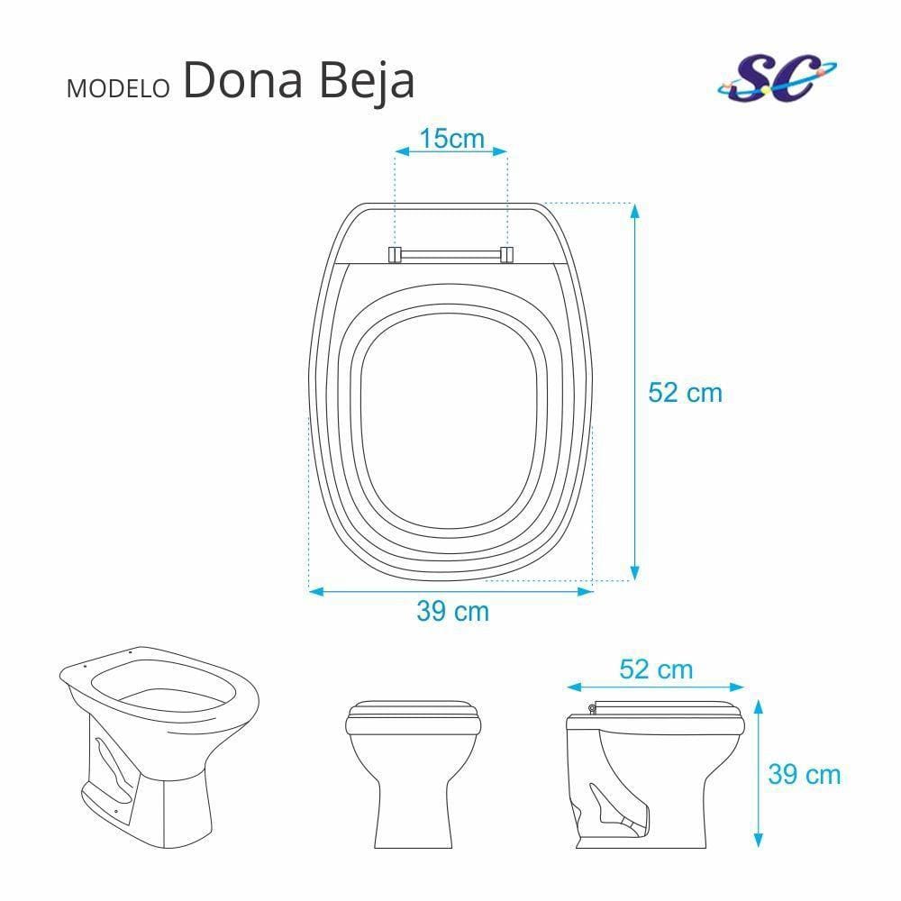 Assento Sanitario Almofadado Dona Beja Marfim (Bege) para Vaso Santa Clara