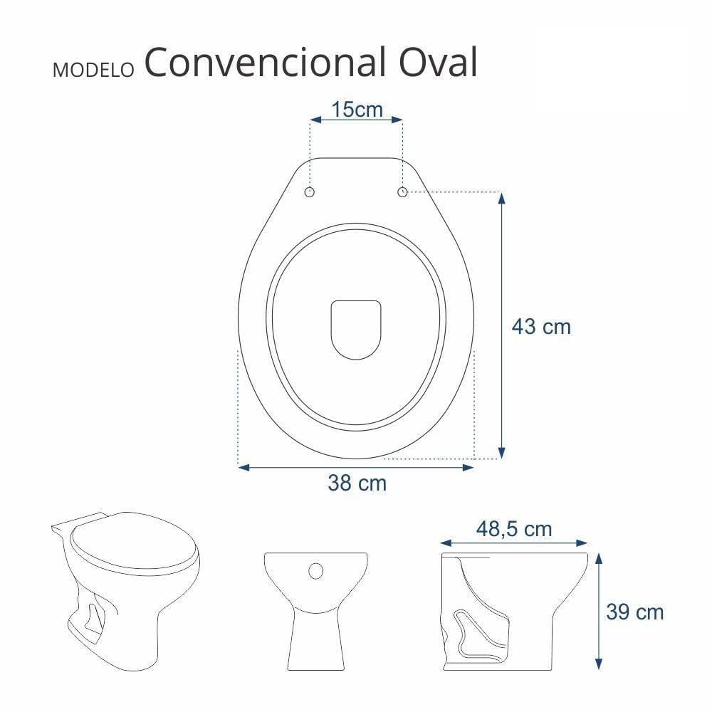 Assento Sanitario Poliester Convencional Oval Cinza Quartzo para vaso Ideal Standard