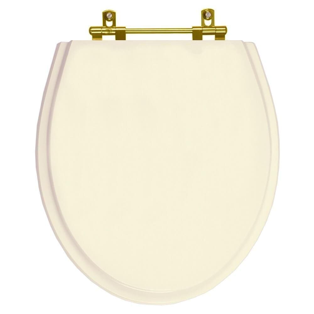 Assento Sanitario Poliester Ritz Creme Para Vaso Deca Com Ferragem Dourada