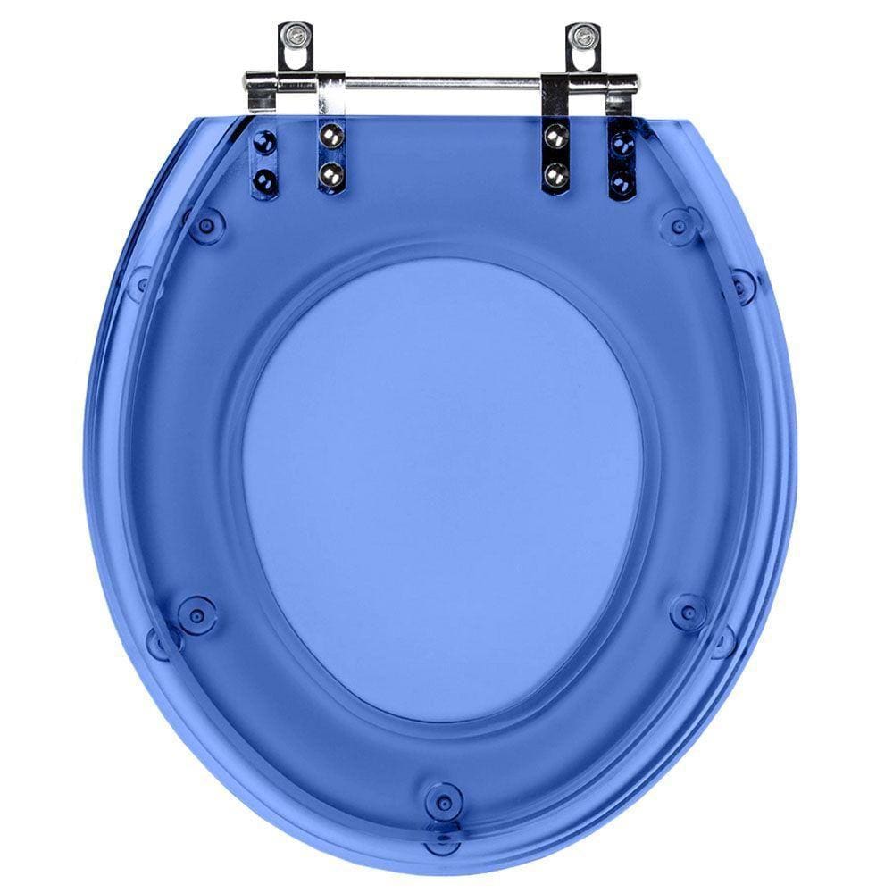 Assento Sanitario Poliester Convencional Oval Azul Translucido