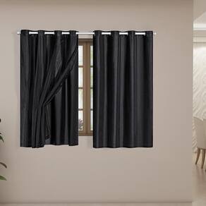 Cortina Blackout Voil 2,00,X1,40 Corta Luz Sala Preto