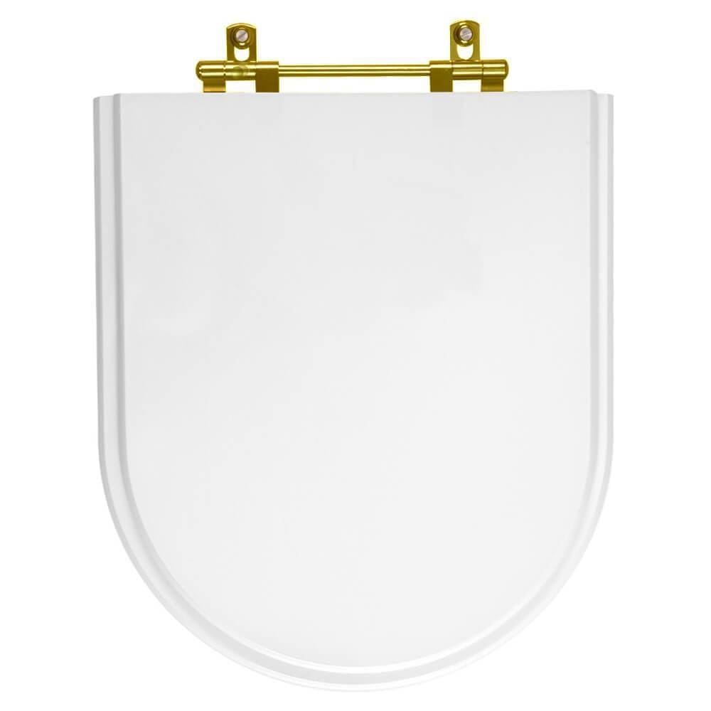 Assento Sanitario Poliester Belle Epoque Branco Ferragem Dourada para Vaso Deca