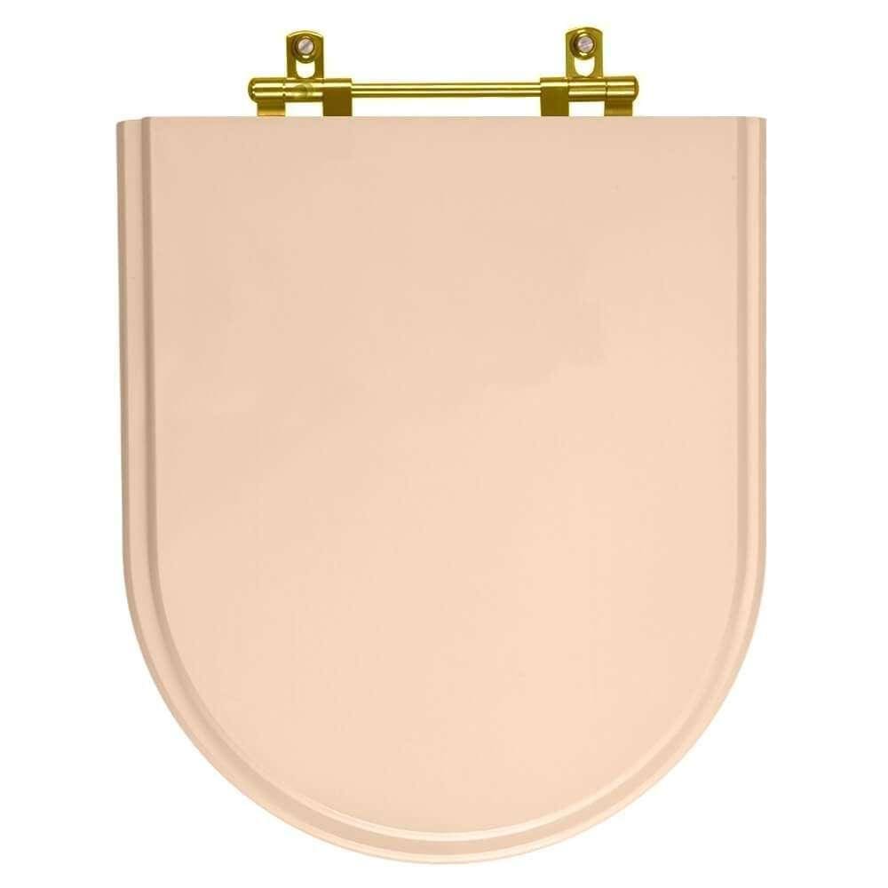 Tampa de Vaso Poliester Carrara Rosa Floral para bacia Deca Com Ferragem Dourada