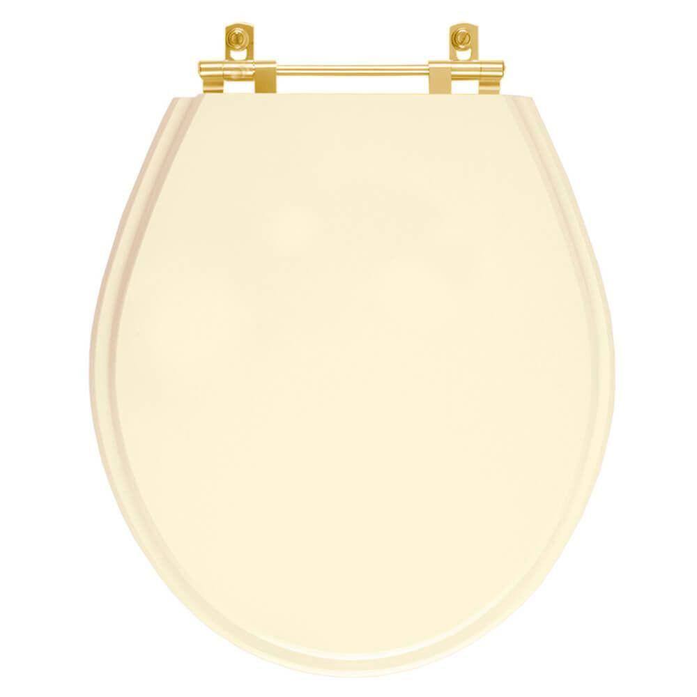 Tampa de Vaso Ravena Creme para bacia Deca Com Ferragem Dourada
