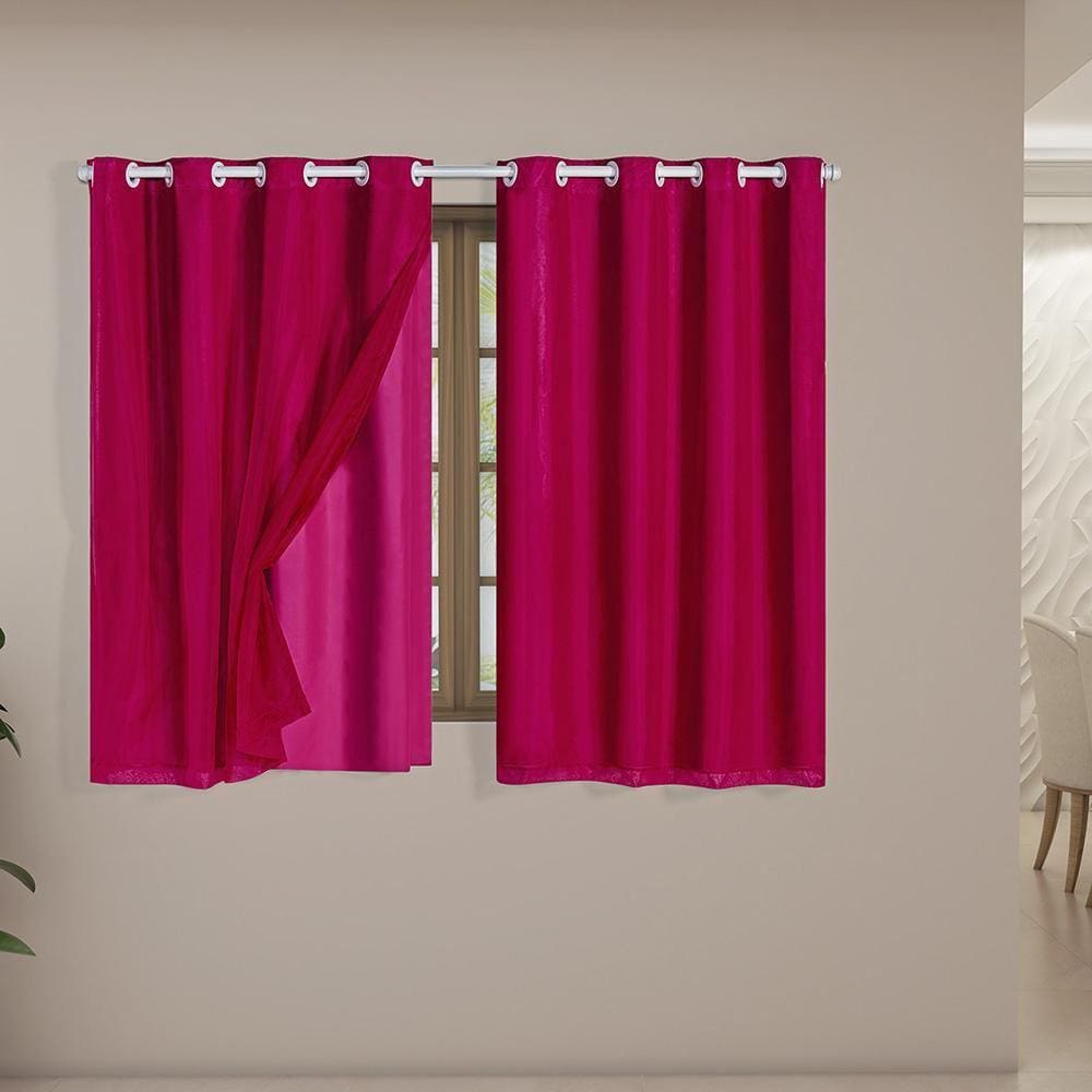 Cortina Blackout Voil 2,80X1,60 Corta Luz Sala Quarto Pink