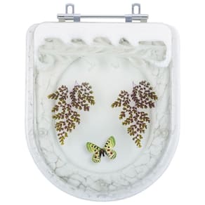 Tampa para Vaso Deca Carrara Branco com Borboleta Verde