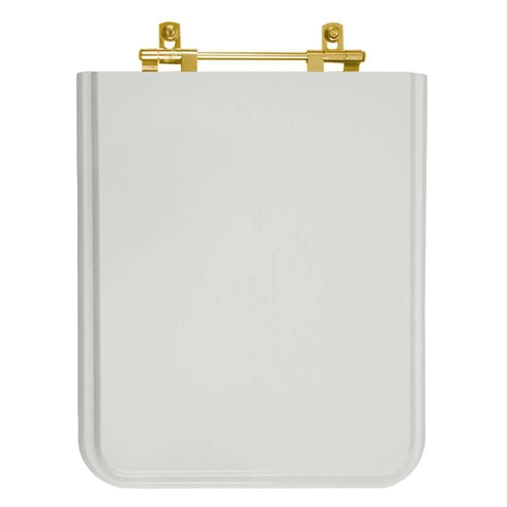 Tampa de Vaso Square Cinza Platina para bacia Incepa Com Ferragem Dourada