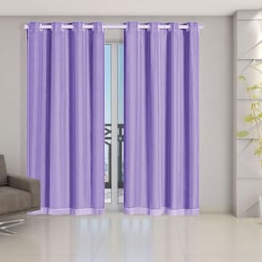 Cortina Blackout Voil 2,80 X 2,30 Sala Quarto Blecaute Lilás