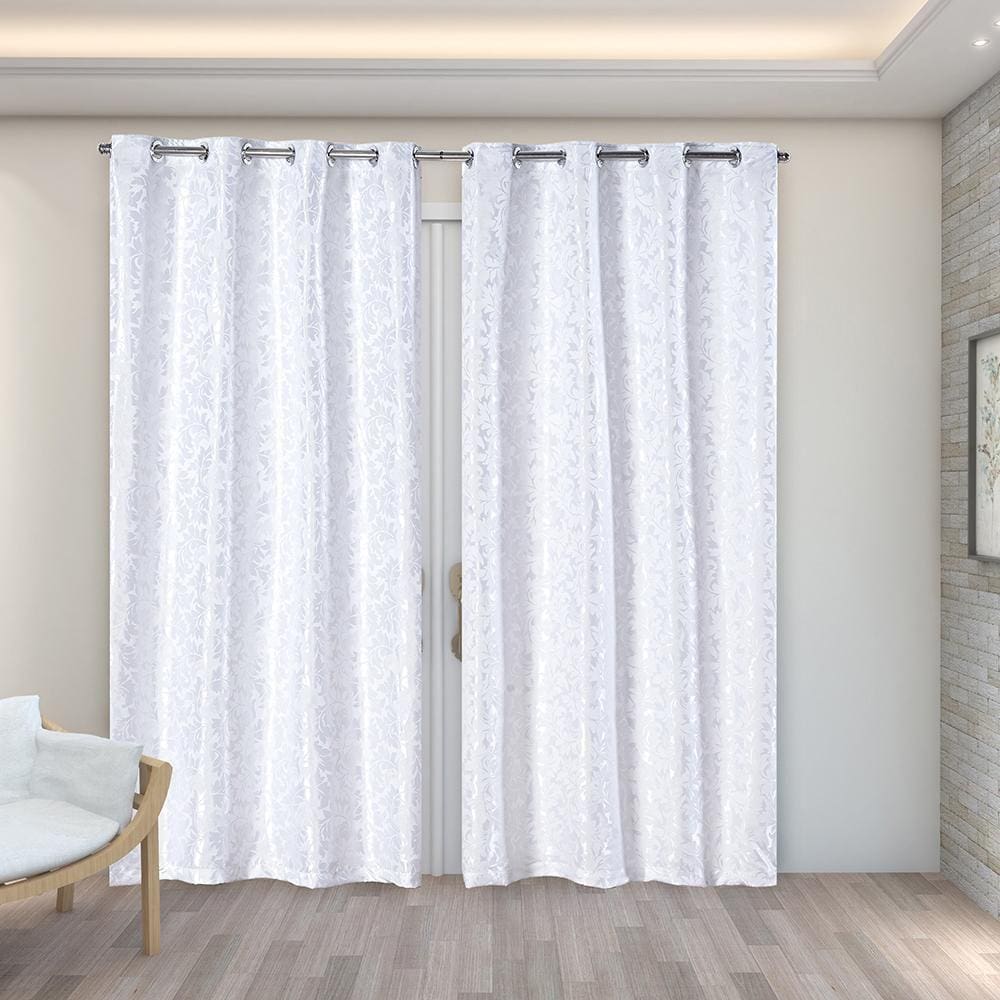 Cortina Jacquard 2,70M X 2,30M Decoração Sala Quarto Branco
