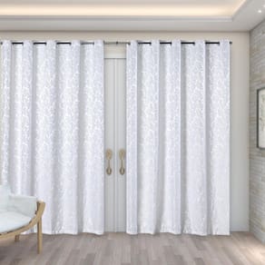 Cortina Jacquard 4,00M X 2,70M Decoração Sala Quarto Branco