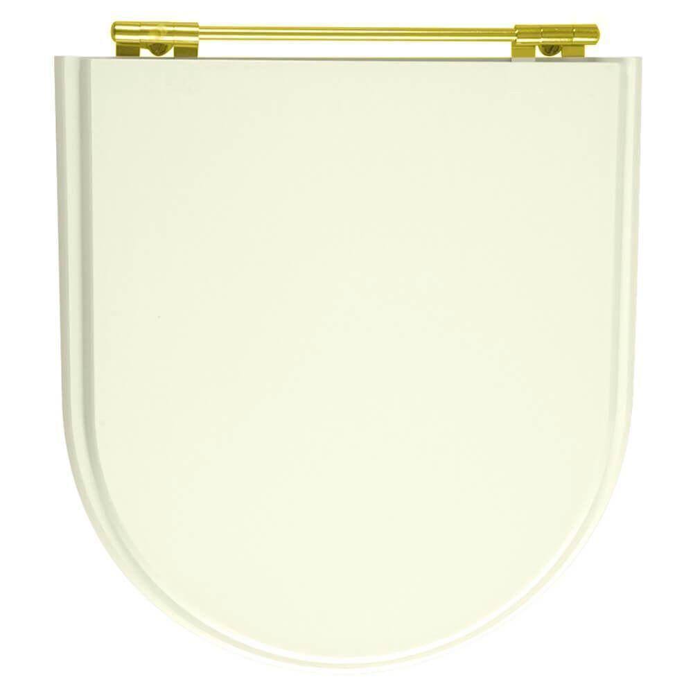 Assento Sanitario Poliester Calypso Biscuit Para Vaso Incepa Com Ferragem Dourada
