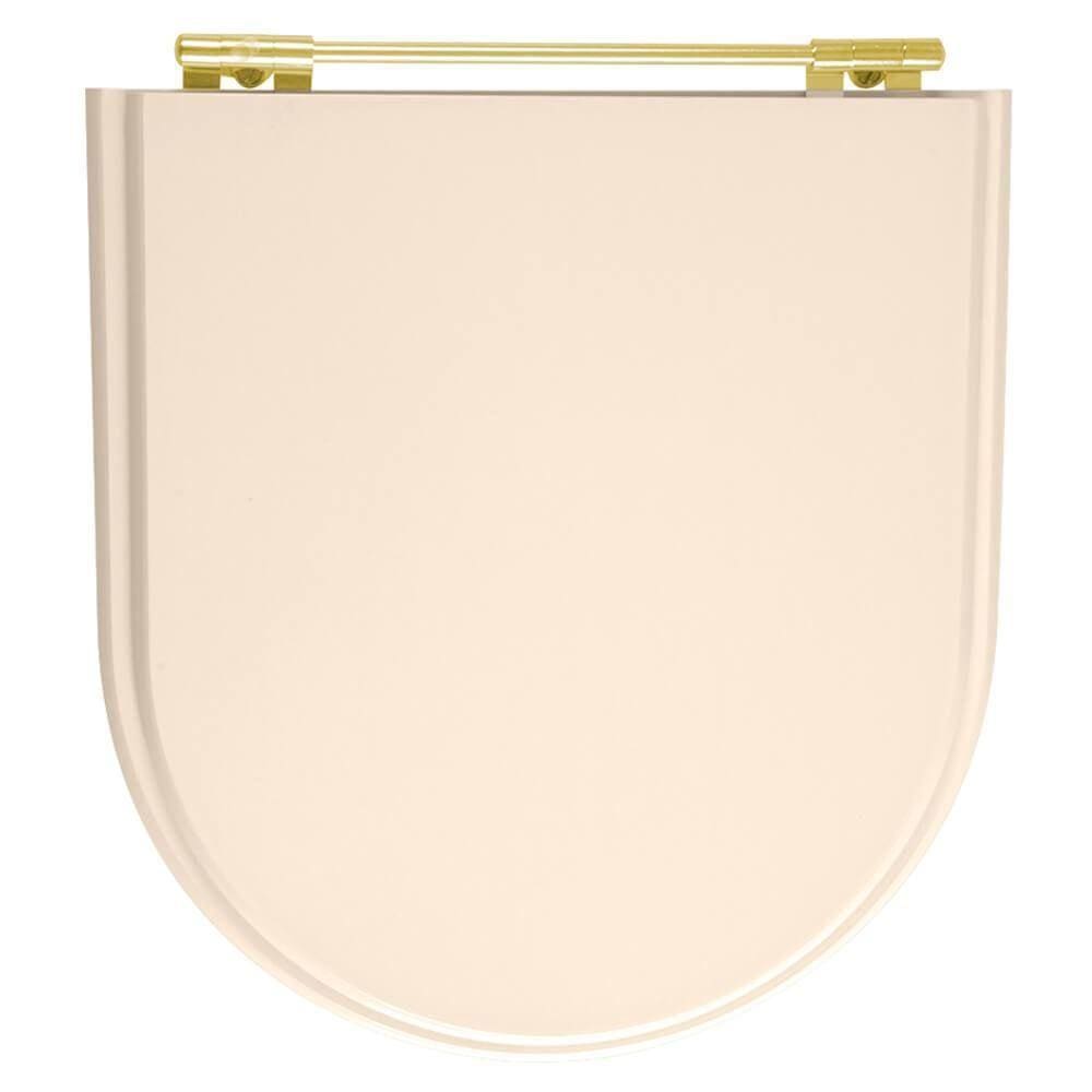 Assento Sanitario Poliester Calypso Pessego Rosa Shell Para Vaso Incepa Com Ferragem Dourada
