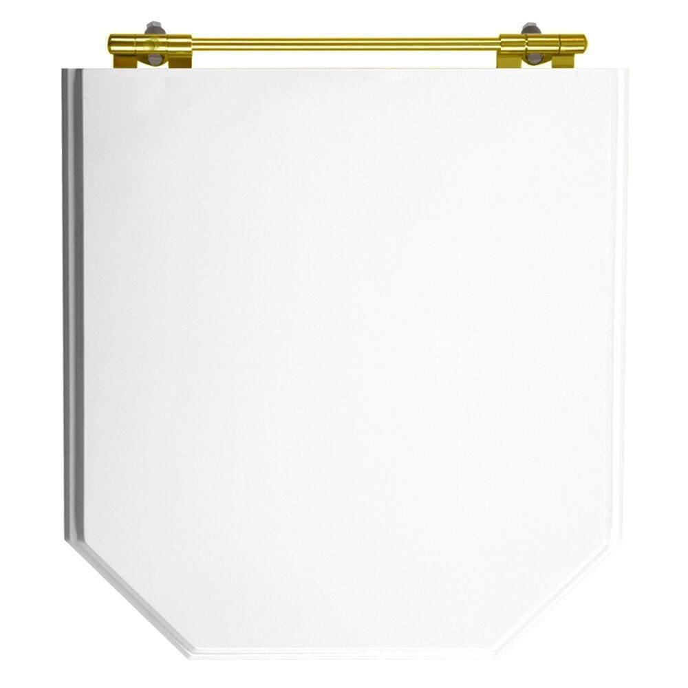 Tampa de Vaso Poliester Atrium Branco para bacia Incepa Com Ferragem Dourada
