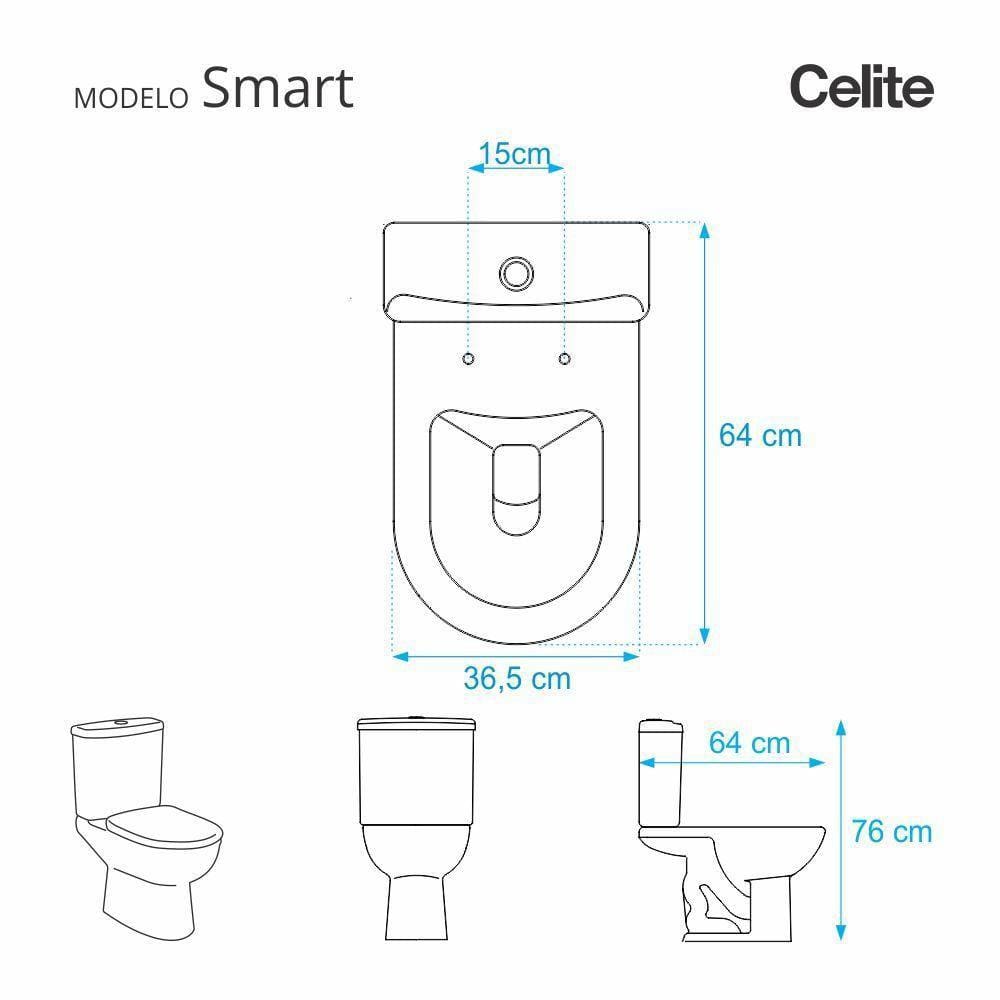 Tampa de Vaso Poliester Smart Branco para bacia Celite