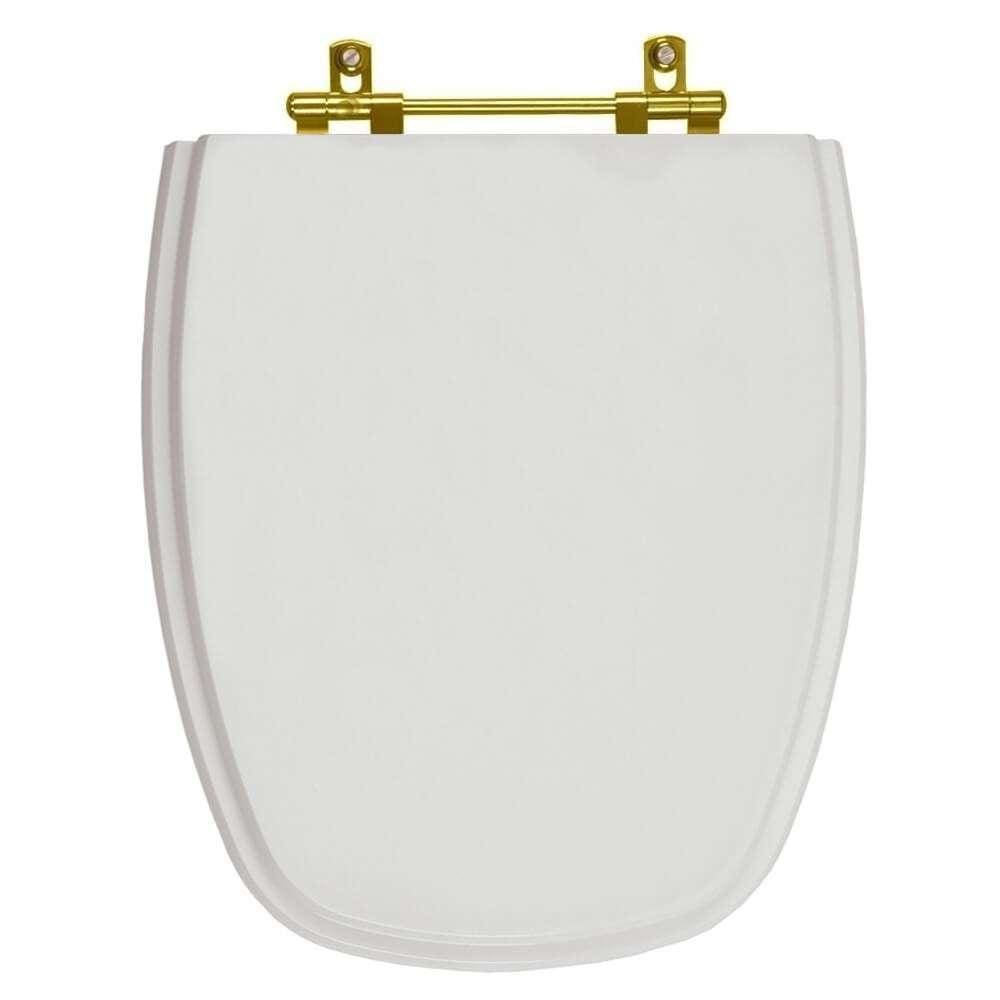 Assento Sanitário Monte Carlo Cinza Real para vaso Deca Com Ferragem Dourada