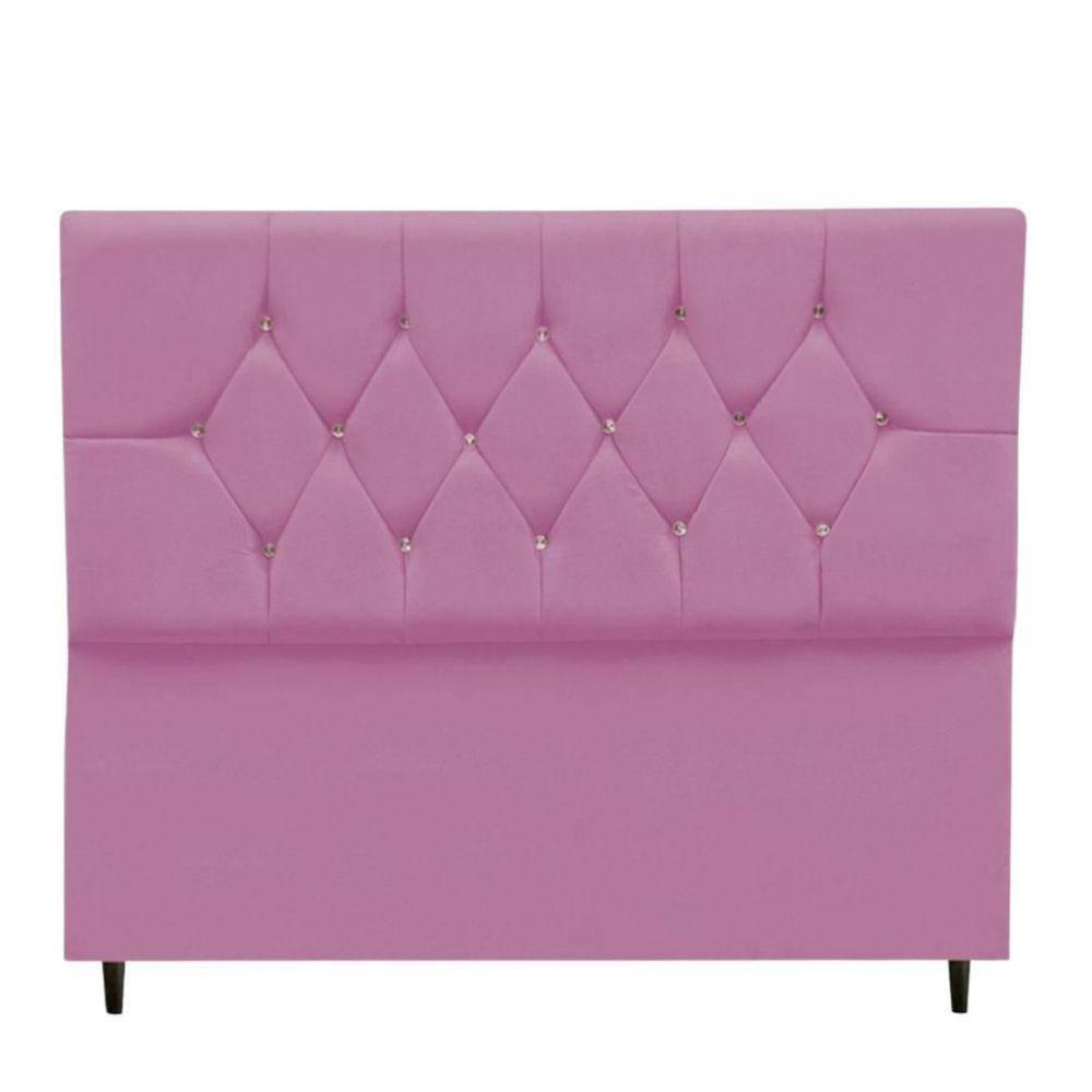 Cabeceira Estofada Cama Box King 195 cm Geovana Suede Rosê