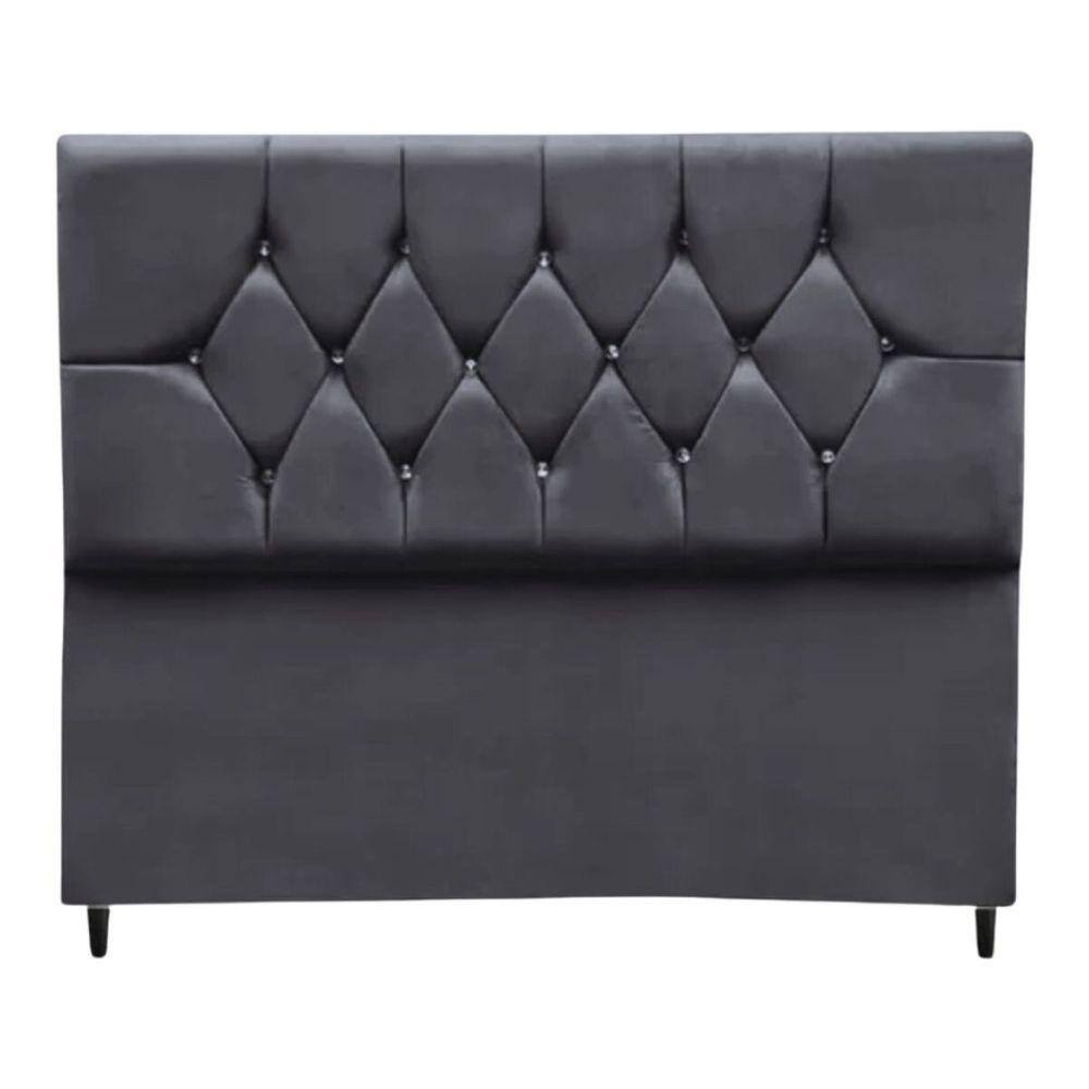 Cabeceira Estofada Queen 160 cm Geovana Suede Cinza Escuro