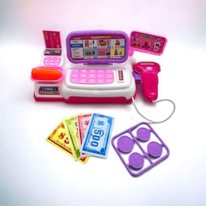 Caixa Registradora de Brinquedo Rosa com Acessórios, Luz e Som